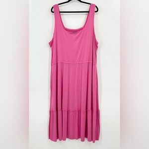 J Jason Wu Pink Smocked Tiered Knit Maxi Tank Dress 3X